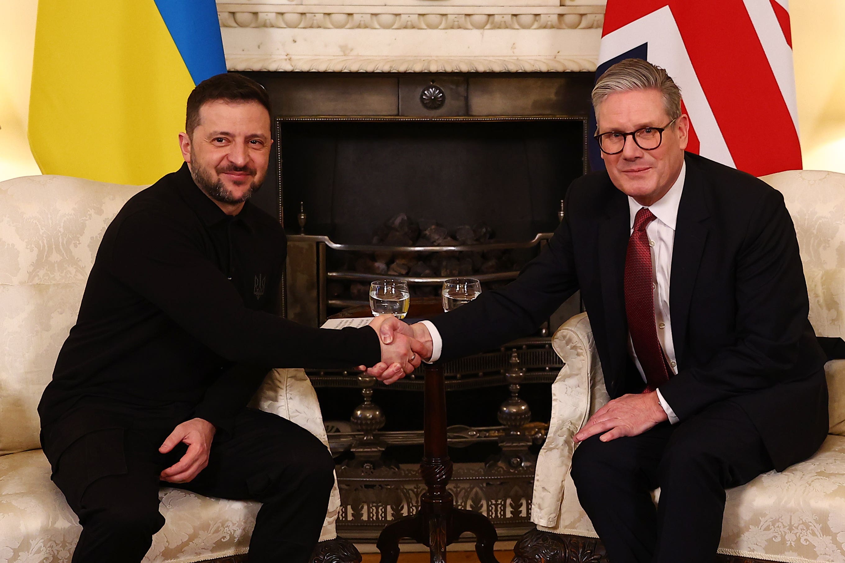 Prime Minister Sir Keir Starmer with Ukrainian President Volodymyr Zelensky at 10 Downing Street, London, during a bilateral meeting (PA)