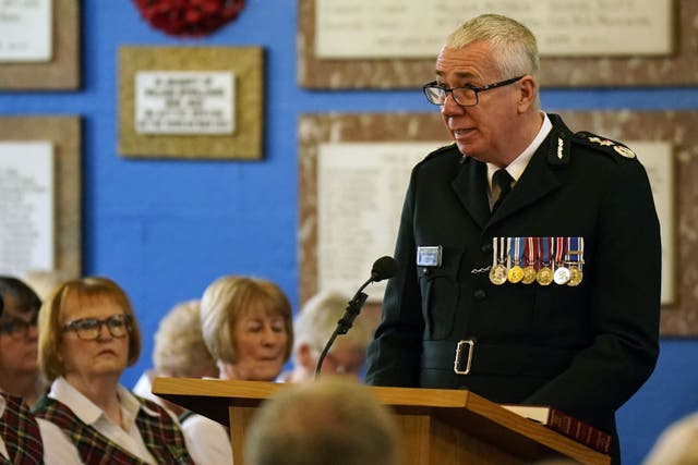 PSNI Chief Constable Jon Boutcher during the service at Sandys Street Presbyterian Church, Newry (Niall Carson/PA)