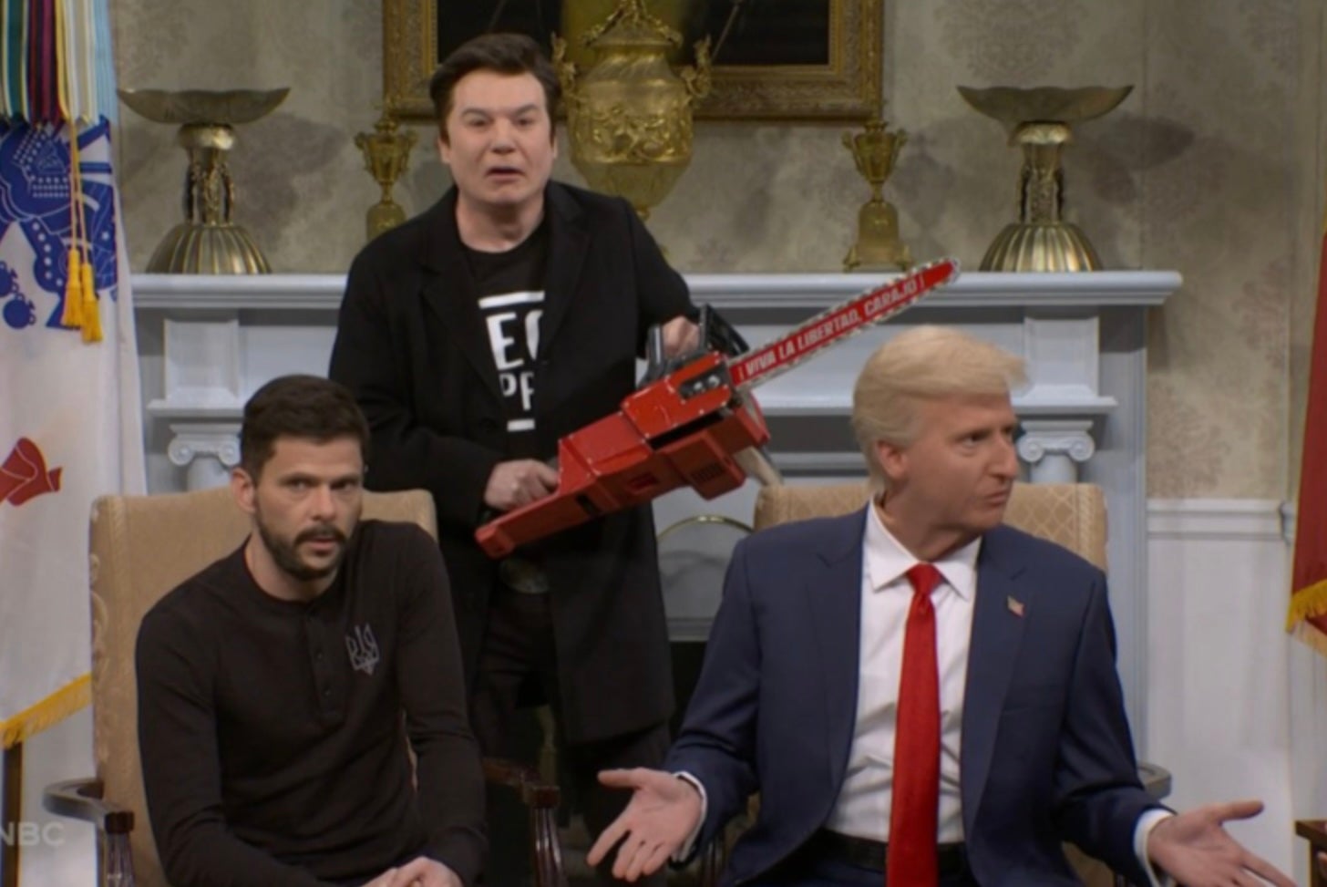 SNL ripped the recent Trump-Ukraine taking shots at politicians, including Vice President J.D. Vance. Elon Musk, played by Mike Myers, also made an appearance