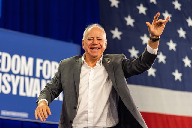 <p>Tim Walz on the campaign trail last year</p>