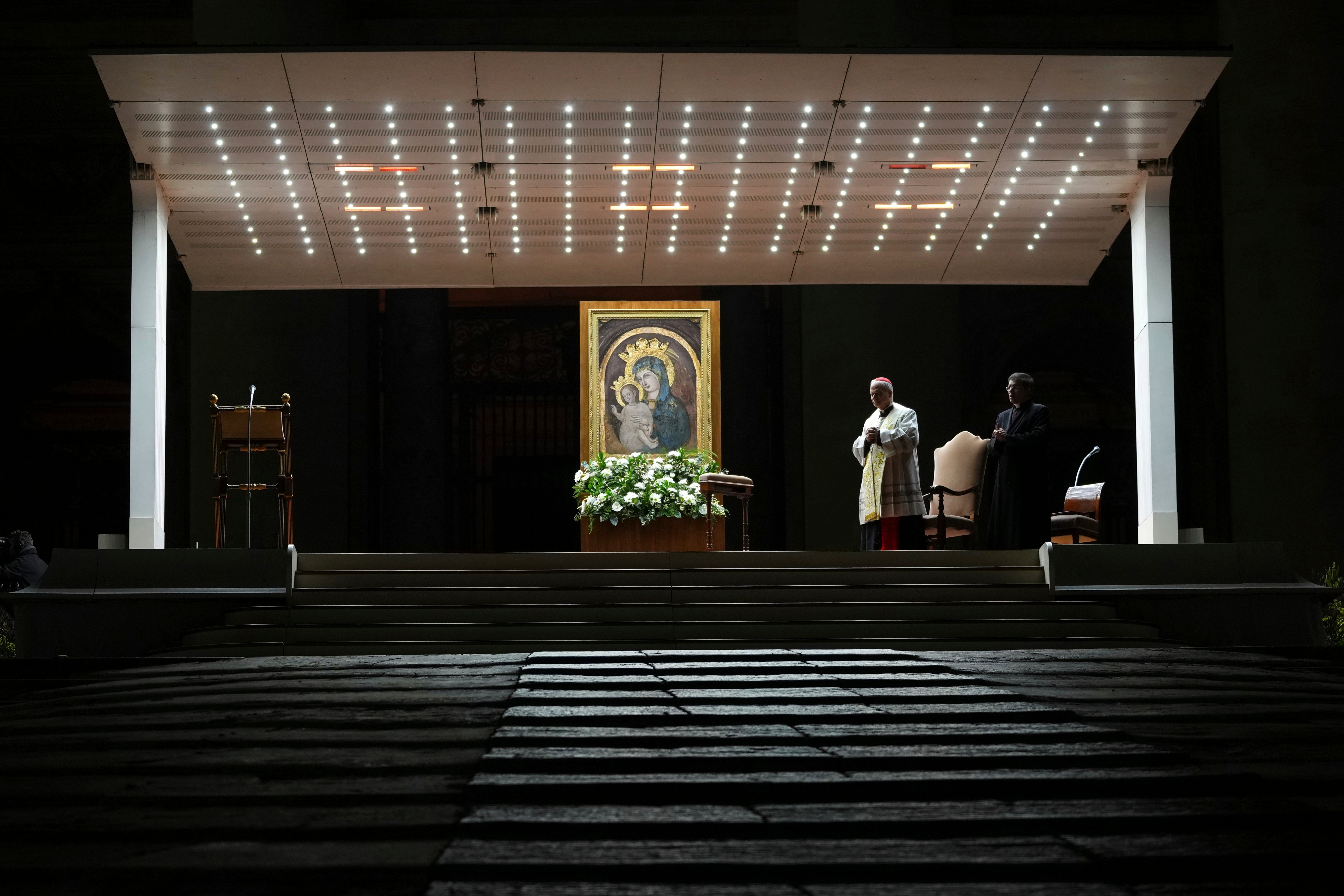 Cardinal Robert Francis Prevost leads the recitation at the Vatican