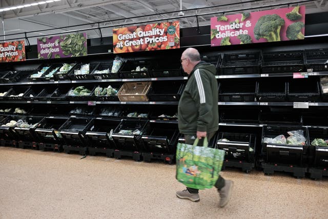 Grocery prices held steady in February despite fears of increases within months as supermarkets wheeled out promotions to hold on to customers, new figures show (Yui Mok/PA)