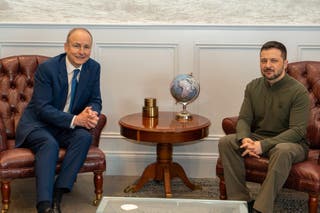 Taoiseach Micheal Martin, who has met President Zelensky, has said the US decision to suspend delivery of ammunition to Kyiv is a ‘serious setback’ towards achieving peace (Noel Sweeney/PA)