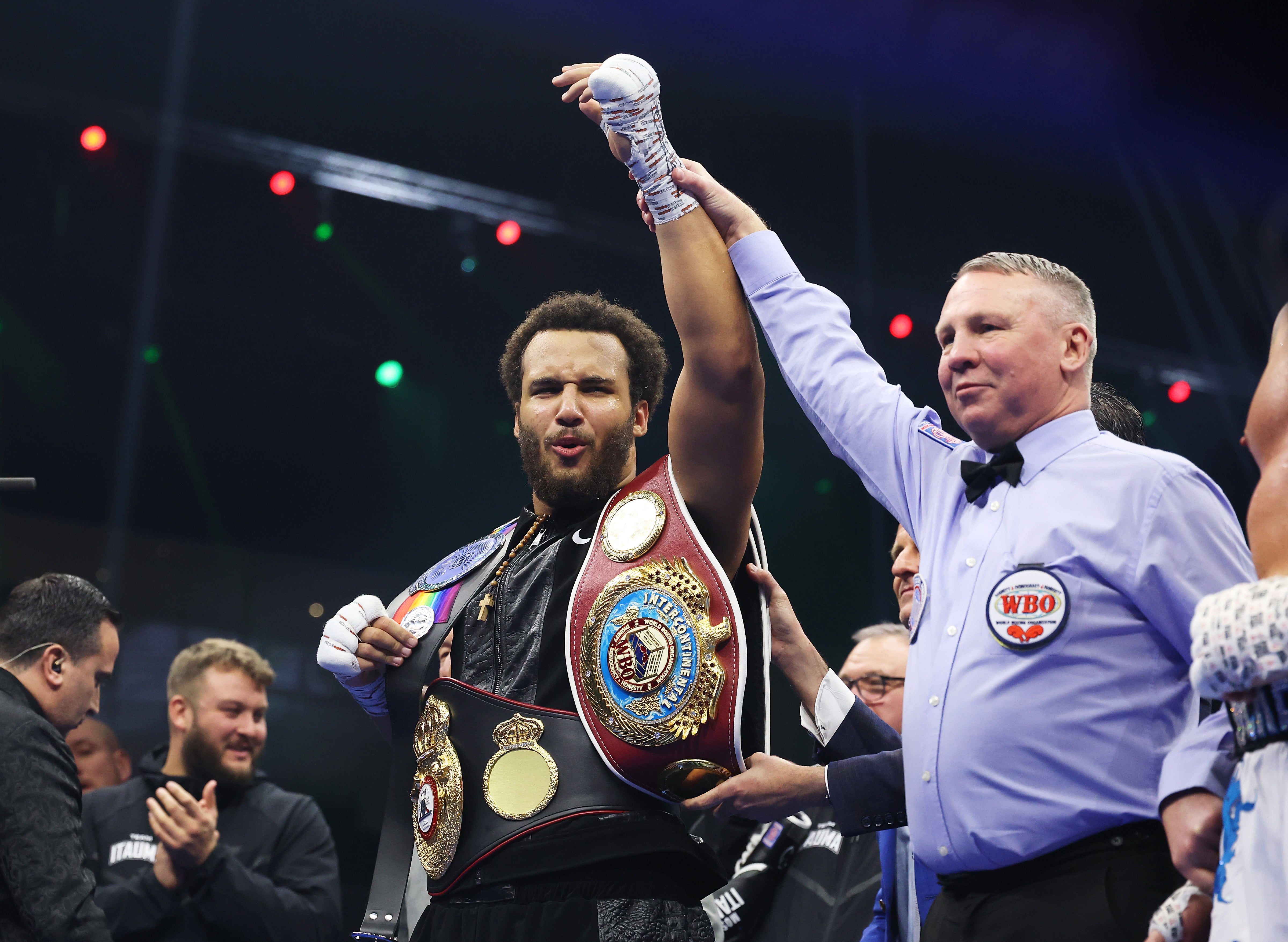 Moses Itauma after his devastating KO of Demsey McKean, which saw him retain the WBO Intercontinental title