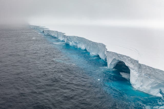 <p>Aerial view of A23a iceberg floating in the Southern Ocean off Antarctica on 14 January 2024</p>