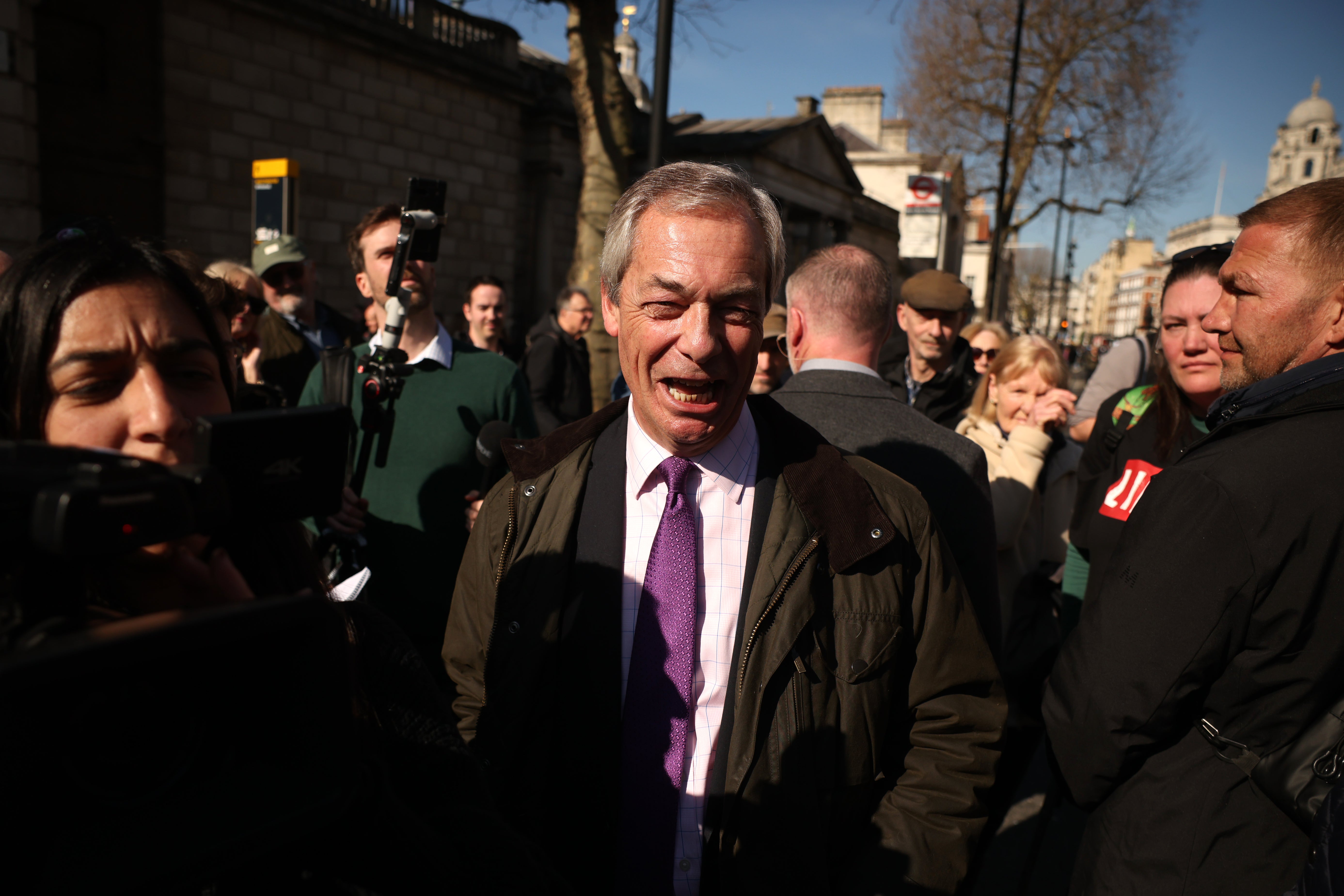 Nigel Farage was one of a number of politicians who attended the rally to back the farmers