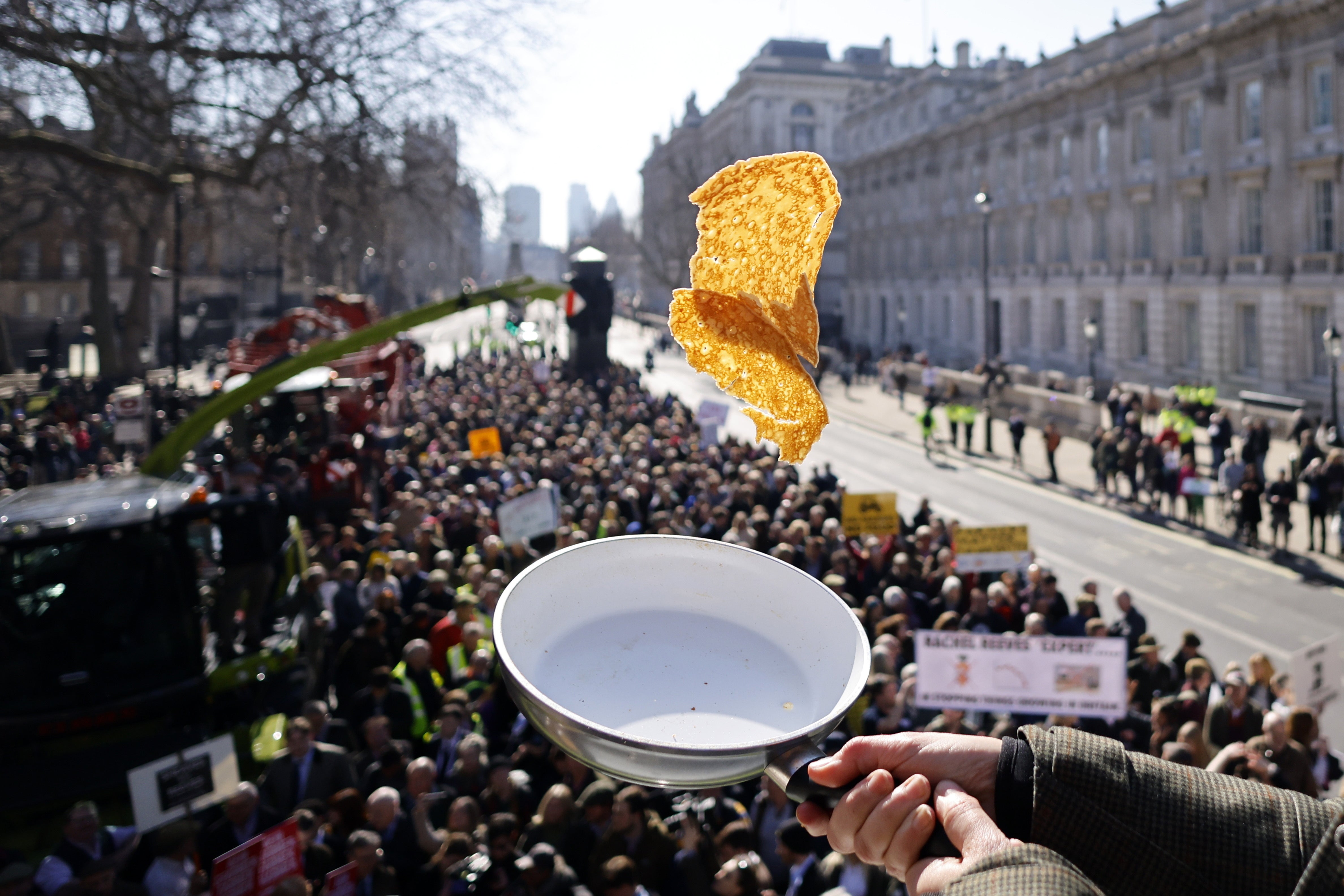 The Shrove Tuesday rally was largely good natured but there was audible anger as the marchers passed Parliament