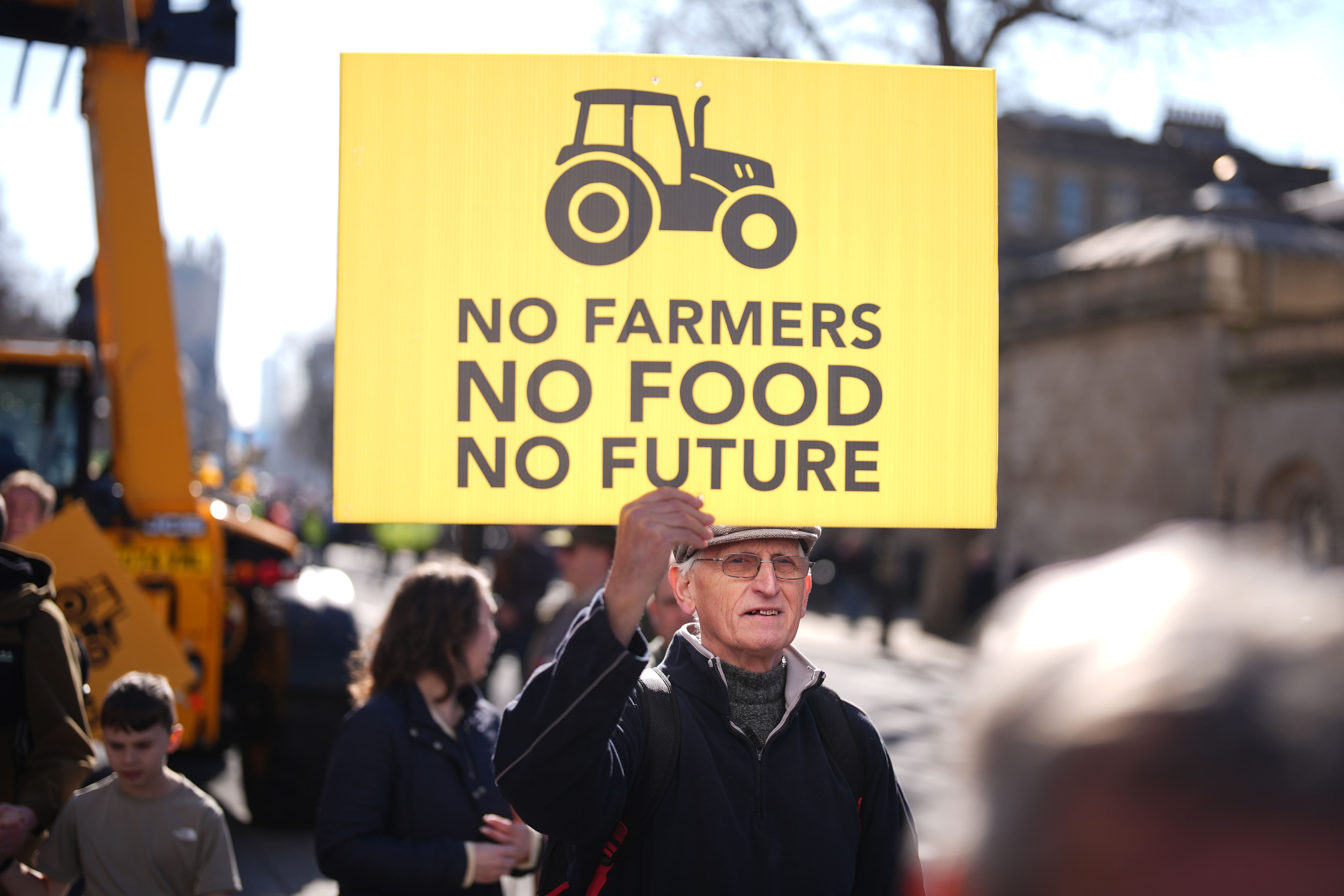 Farmers protest in Whitehall (Jordan Pettitt/PA)