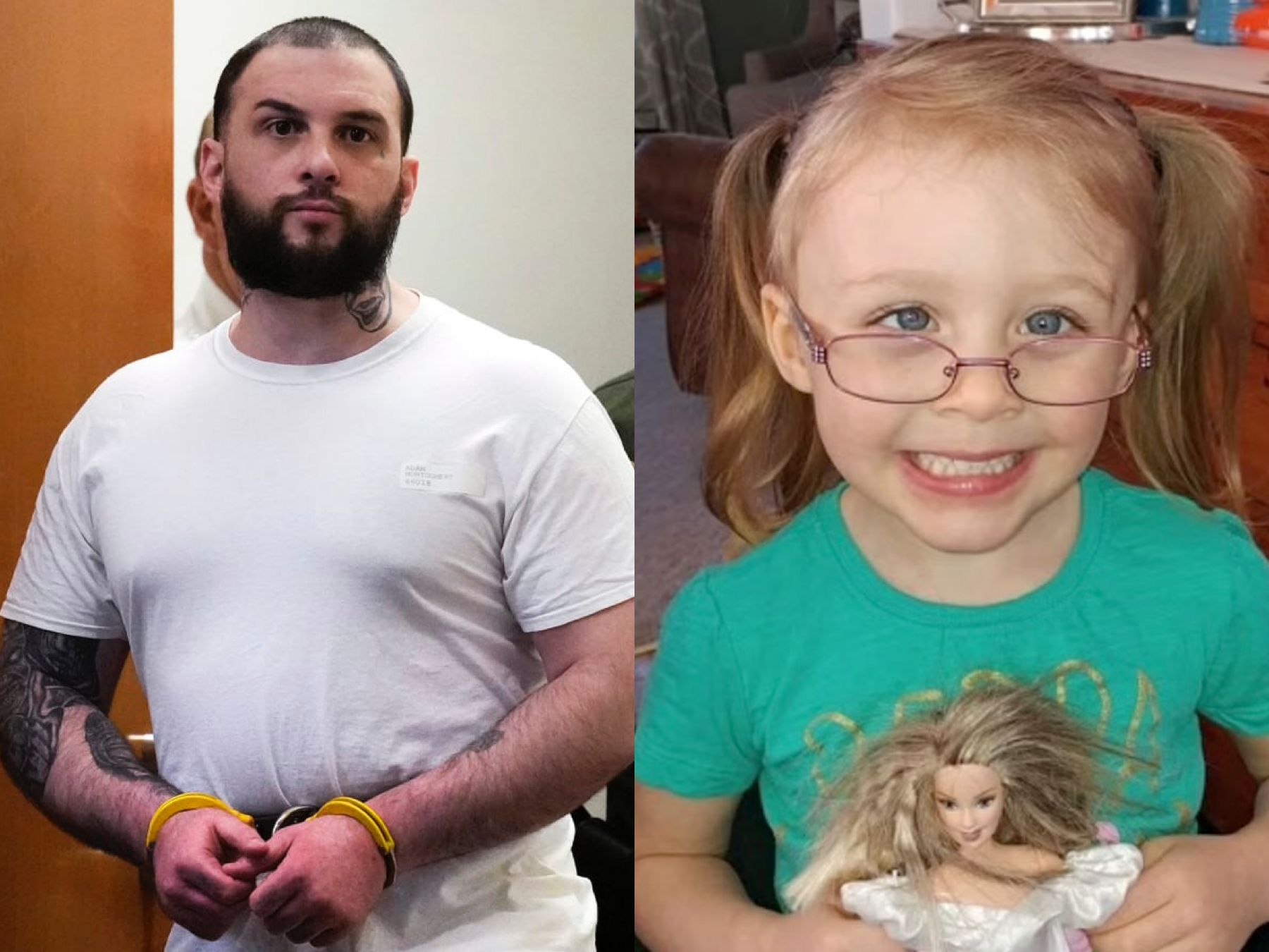 <p>Attorneys for Adam Montgomery (left) have filed an appeal of murder conviction in the death of his daughter Harmony Montgomery (right)</p>