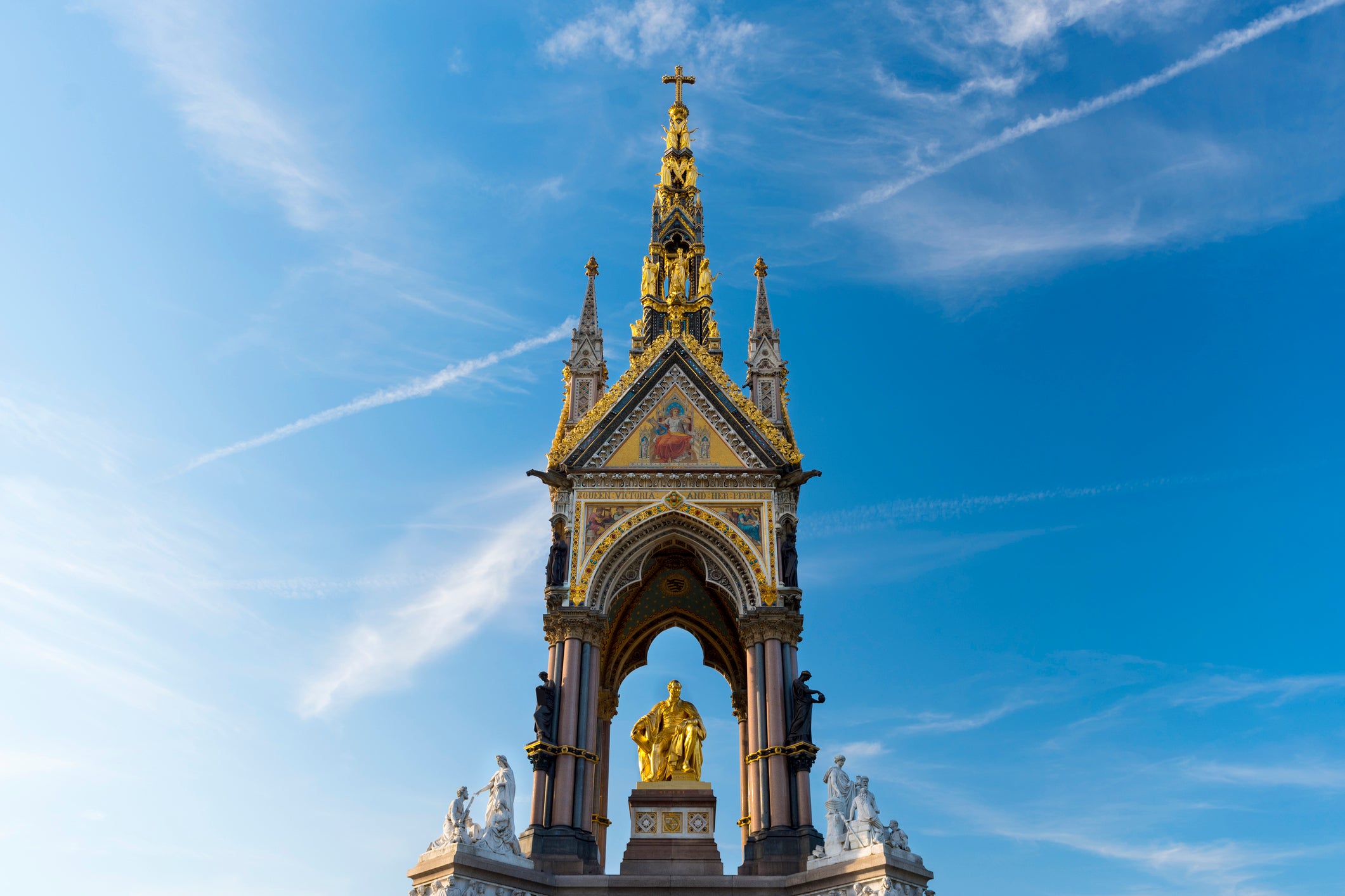 The Albert Memorial, situated in Kensington Gardens, London