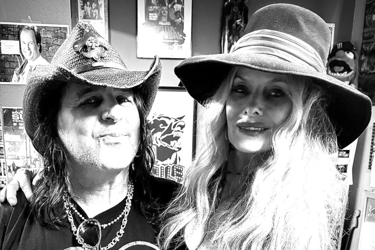 Faster Pussycat frontman Taime Downe and fiancée Kimberly Burch in an Instagram post from Valentine's Day 2025.