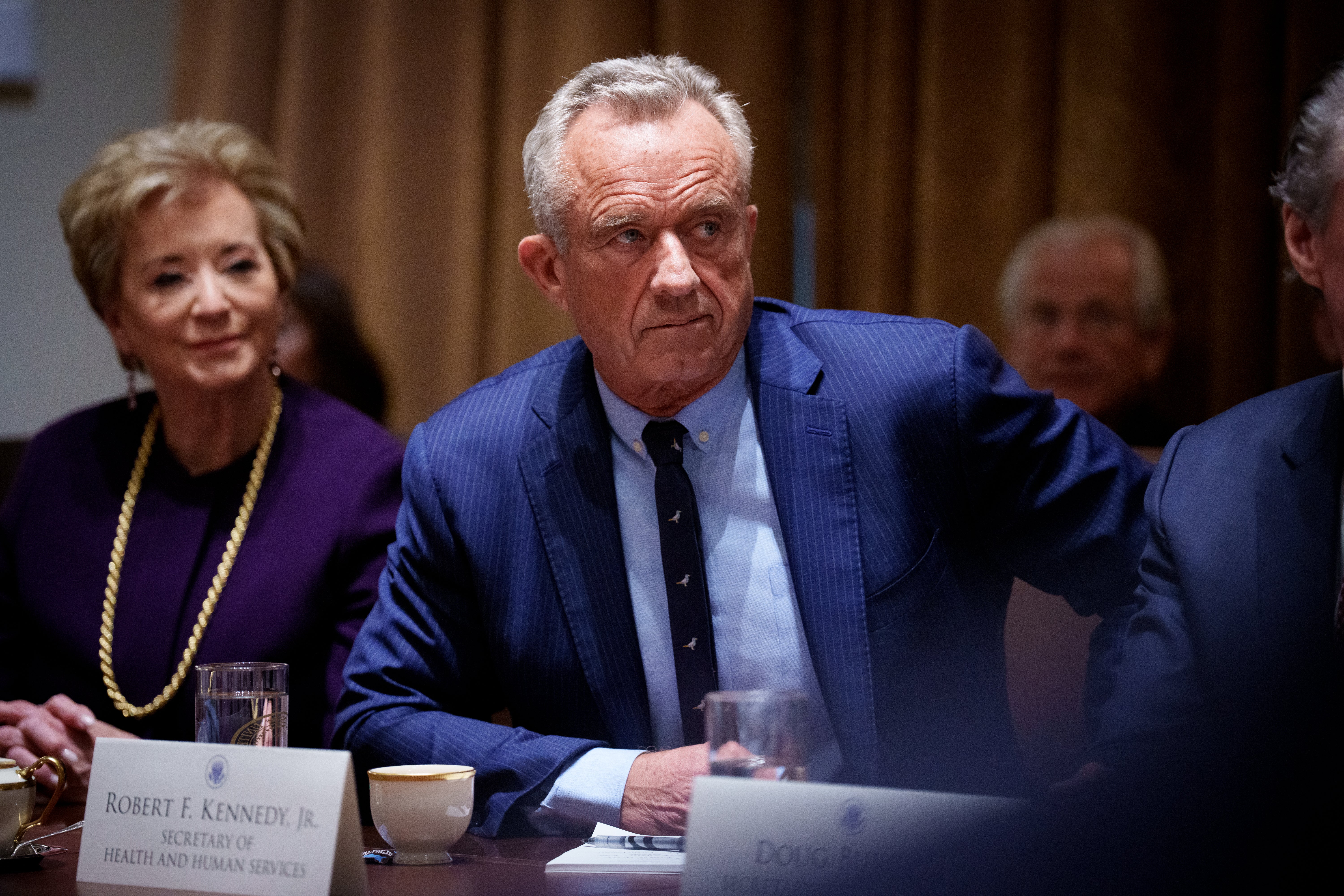 U.S. Health and Human Services Secretary Robert F. Kennedy Jr. appears at a Cabinet meeting at the White House on February 26, 2025 in Washington, D.C. He has a history of vaccine-skeptic views