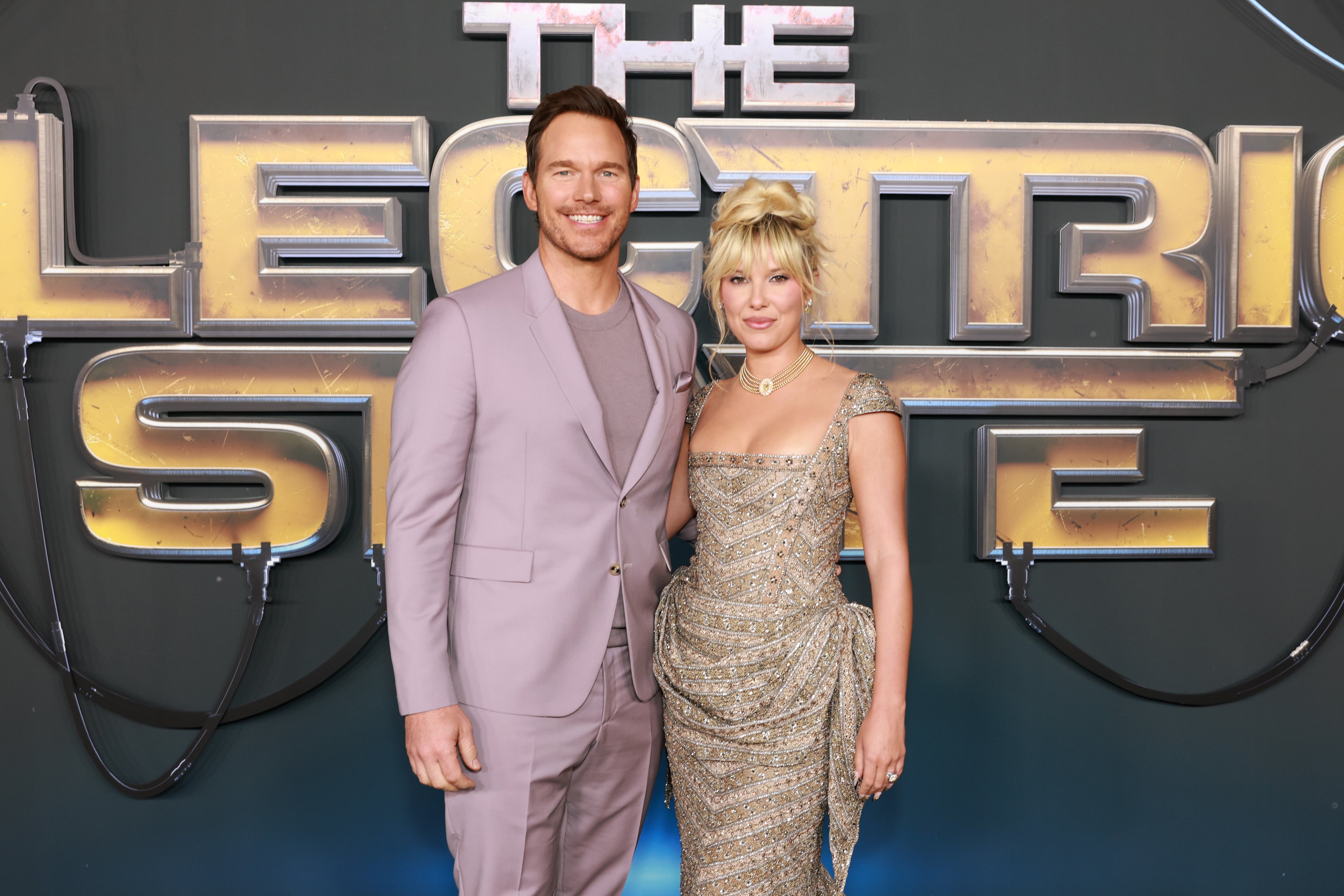 Chris Pratt and Millie Bobby Brown attend the premiere of Netflix's 'The Electric State'