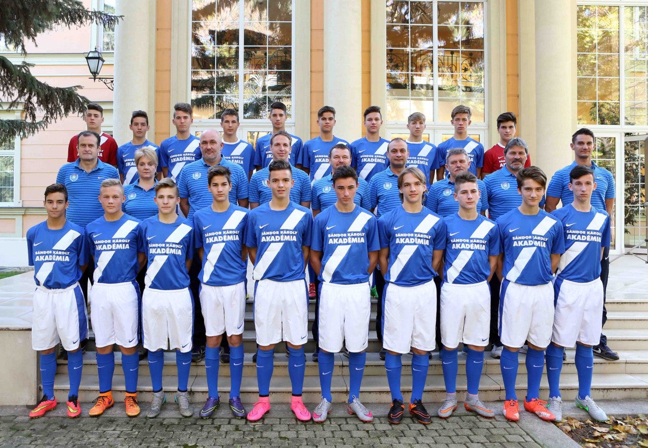 Dominik Szoboszlai, fourth from the left on the back row, during his time at MTK Budapest