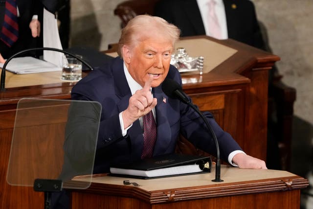 <p>President Donald Trump addresses a joint session of Congress at the Capitol in Washington, Tuesday, March 4, 2025. </p>