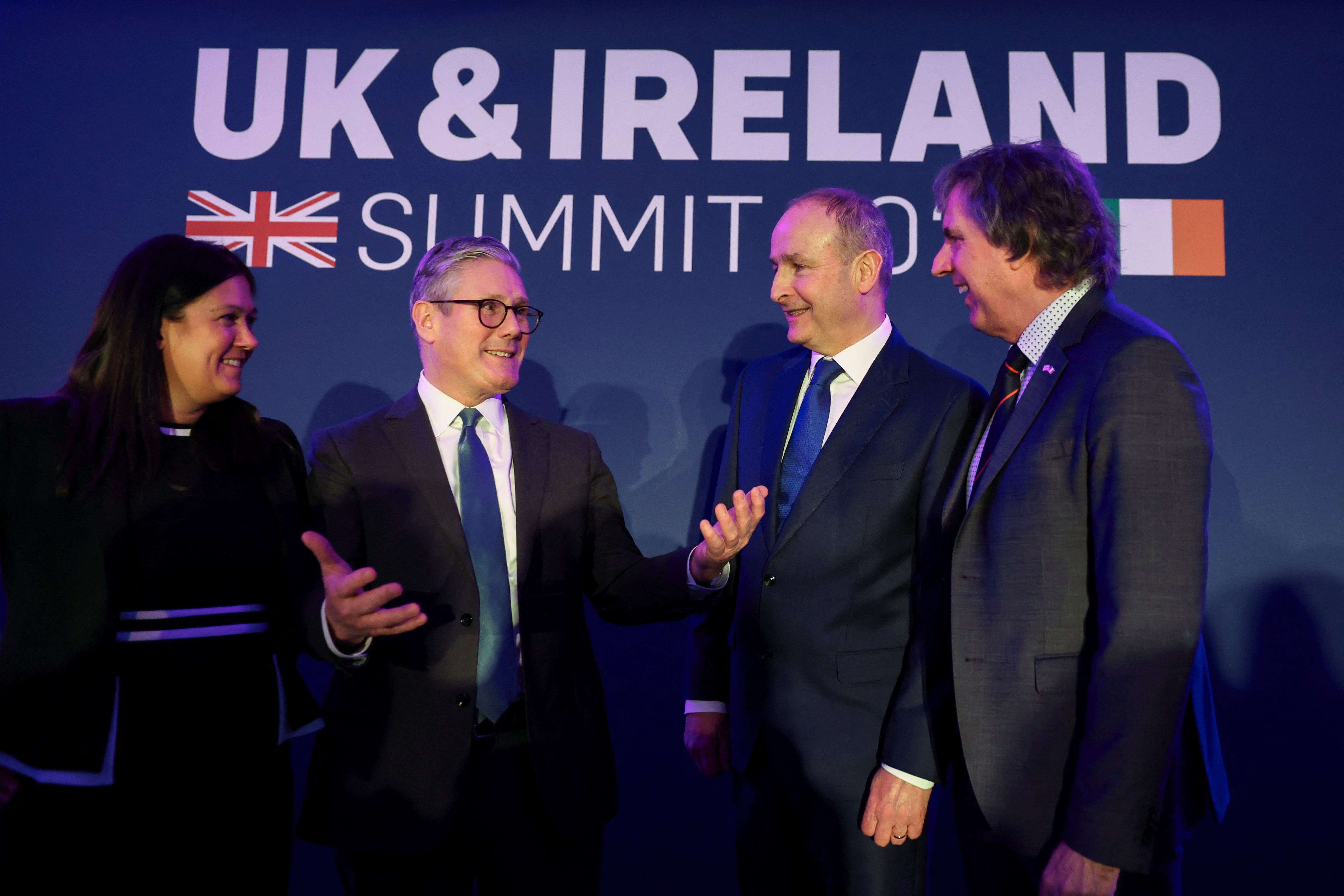 (left to right) Culture Secretary Lisa Nandy, Prime Minister Sir Keir Starmer, Taoiseach Micheal Martin and Liverpool City Region Mayor Steve Rotheram during a reception at Museum of Liverpool, ahead of the first in a new series of annual UK-Ireland Summits taking place in Britain (Phil Noble/PA)