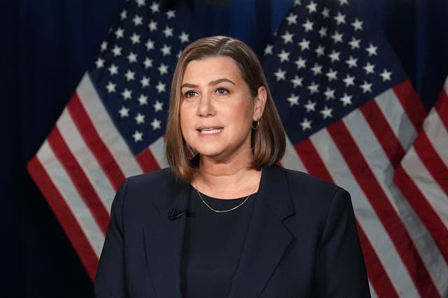 <p>Sen. Elissa Slotkin (D-MI) rehearses the Democratic response to President Donald Trump's address to a joint session of Congress on March 4, 2025 in Wyandotte, Michigan</p>