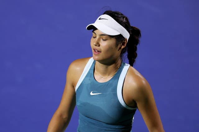 <p>Emma Raducanu during her match against Karolina Muchova in Dubai</p>