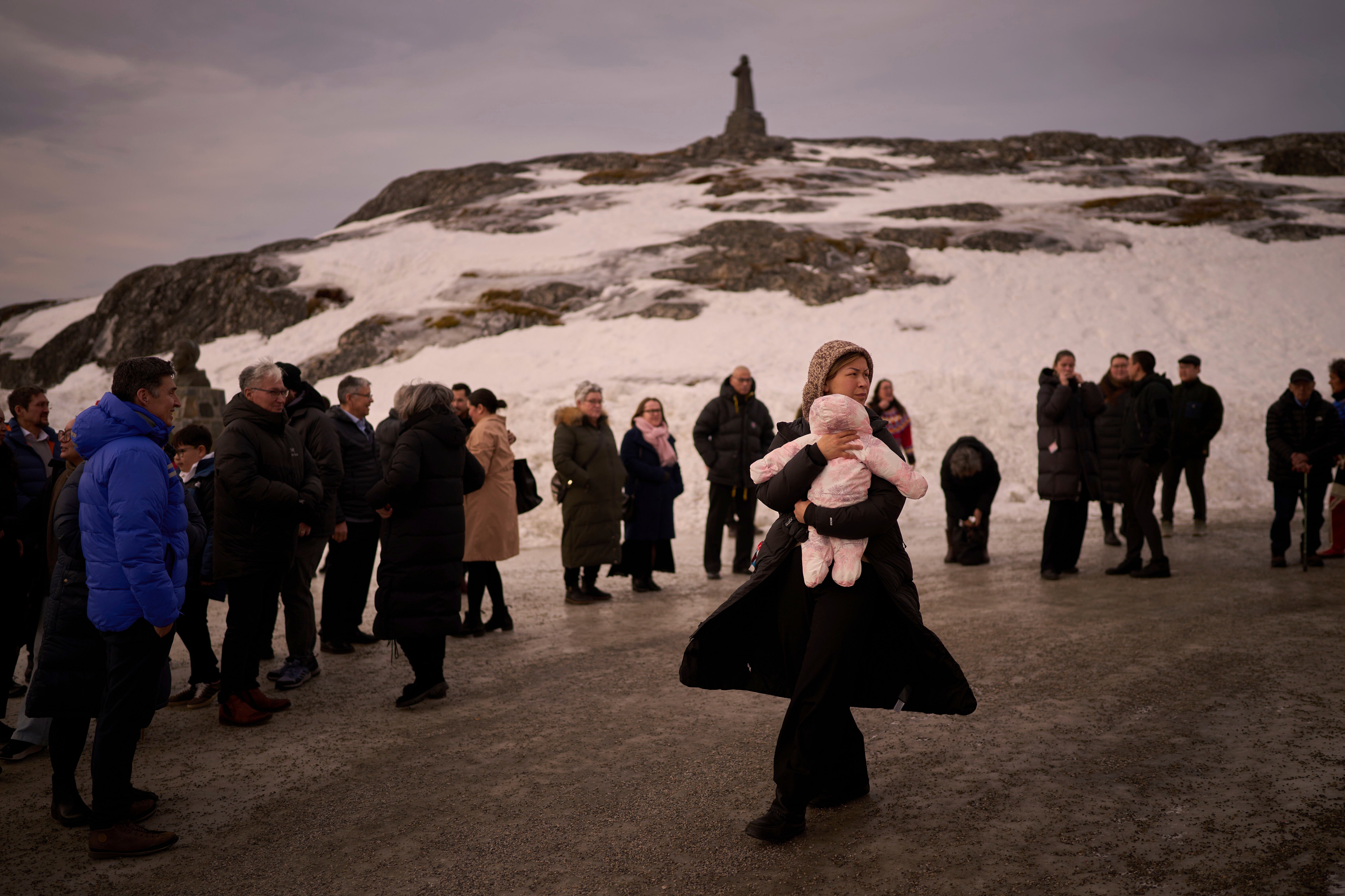 Greenlanders outside a church in Nuuk