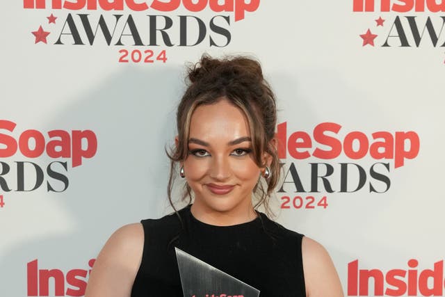 Isabelle Smith won best newcomer at the Inside Soap Awards 2024 (Jeff Moore/PA)