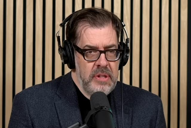 <p>Richard Osman speaking on ‘The Rest is Entertainment’ </p>