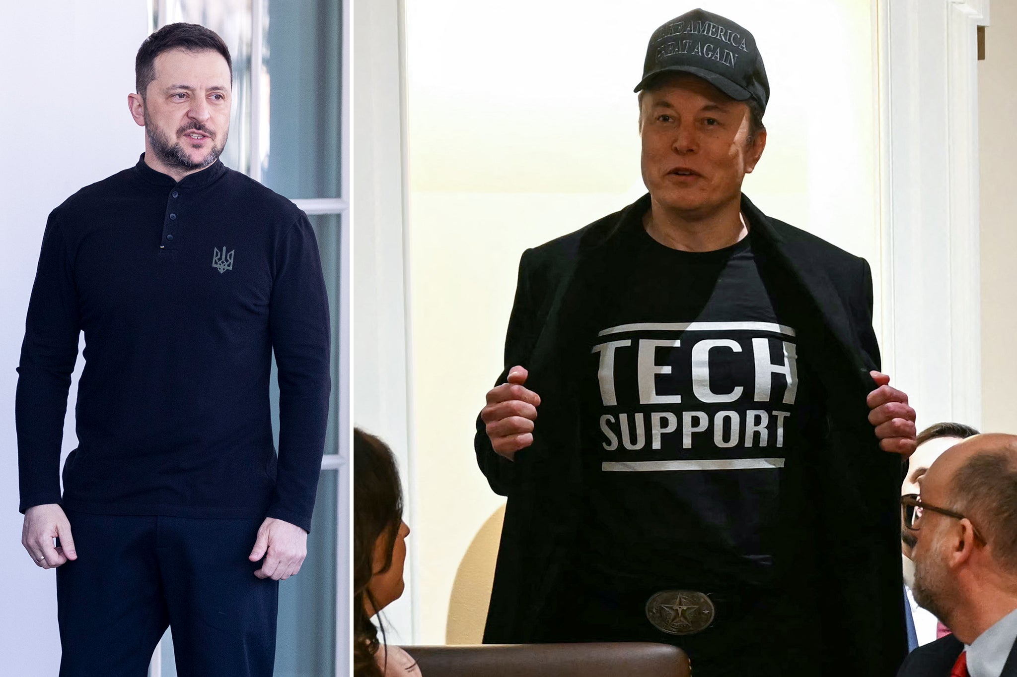 There have been allegations of a double standard over the criticism of Zelensky’s attire for meeting with Trump and Musk’s casual look