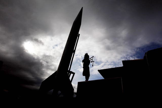 A space rocket at the International Astronautical Congress at the Scottish and Exhibition and Conference Centre in Glasgow (Danny Lawson/PA)