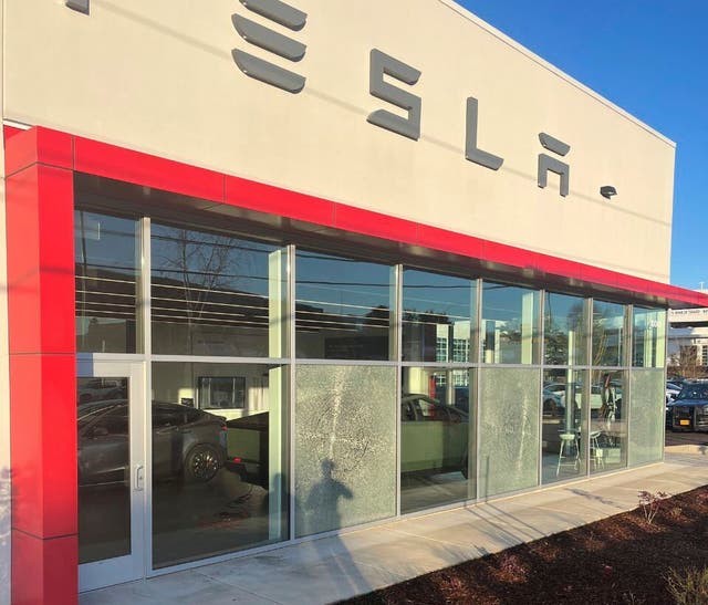 <p>A Tesla Showroom in Oregon was attacked this week</p>