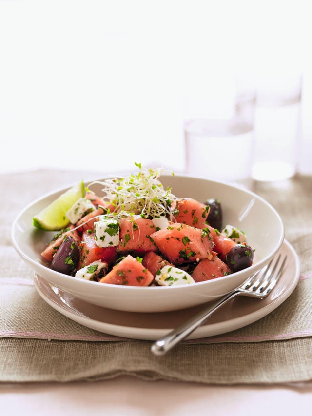 A delicious and light watermelon salad