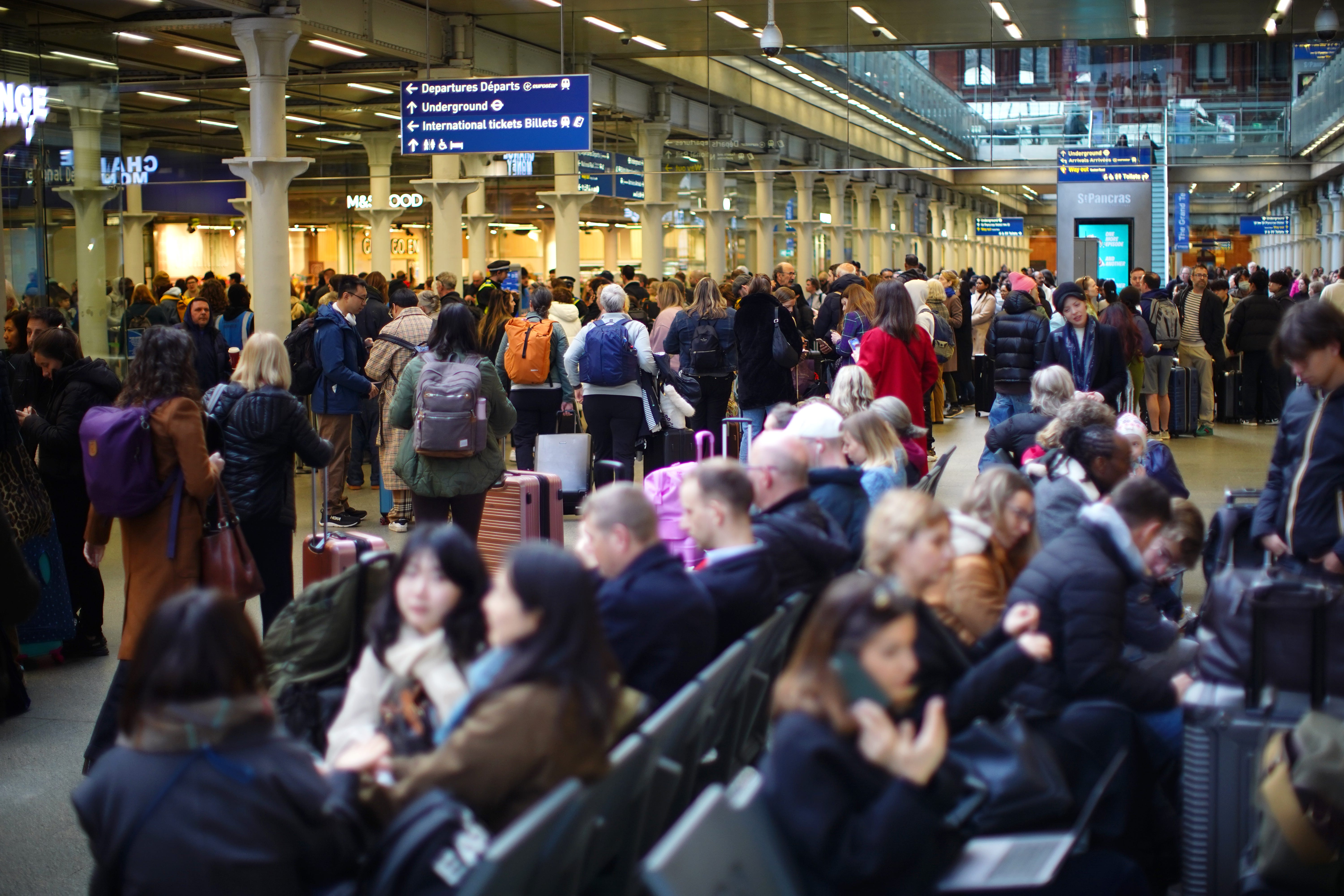 Thousands of passengers had their travel plans thrown into chaos by Eurostar’s suspension of its services between London and Paris (James Manning/PA)