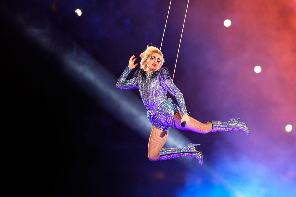 Lady Gaga performs at the Super Bowl in 2017