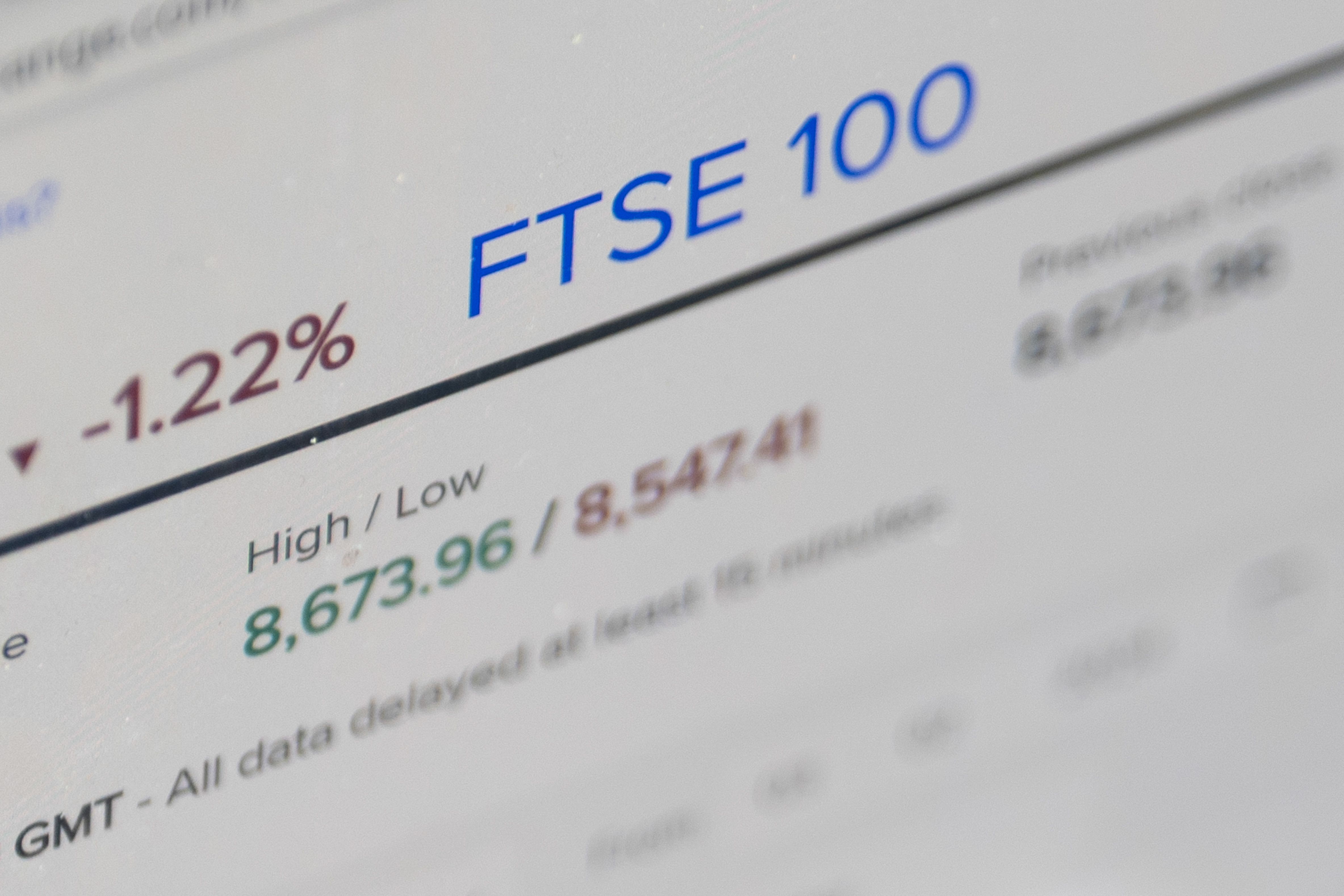 The FTSE 100 has had a sharp decline