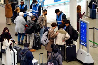 A general view of passengers at St Pancras International station in London, after Eurostar trains to the capital have been halted