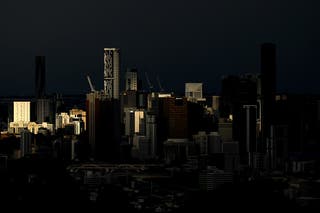 A general view is seen of Brisbane from the Mount Coot-tha Summit Lookout