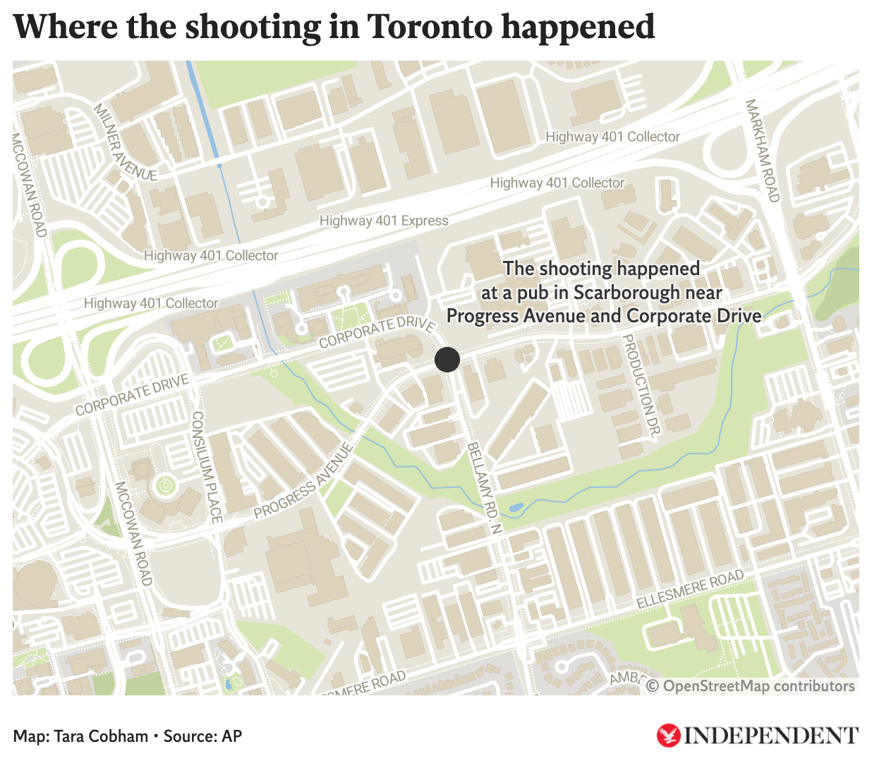 A map of the area where the shooting took place