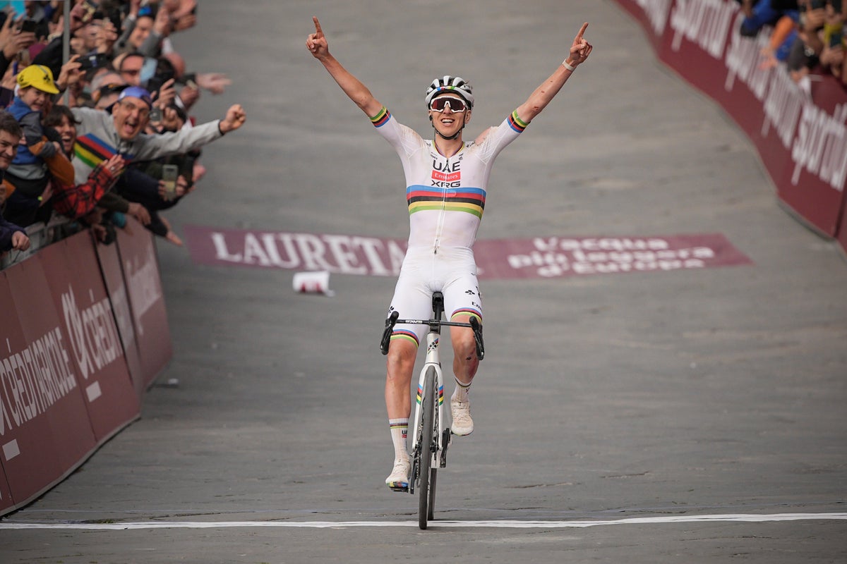 Bruised and bloodied Tadej Pogacar overcomes nasty crash to secure remarkable Strade Bianche win