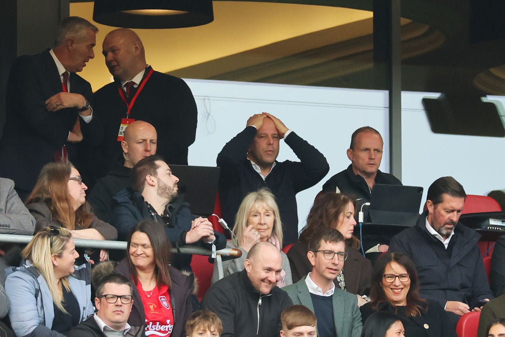 Arne Slot watches from the Main Stand