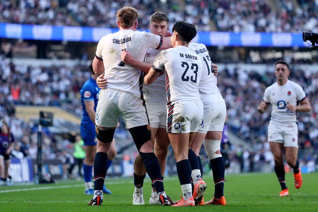 <p>England celebrated a deserved seven-try win over Italy</p>