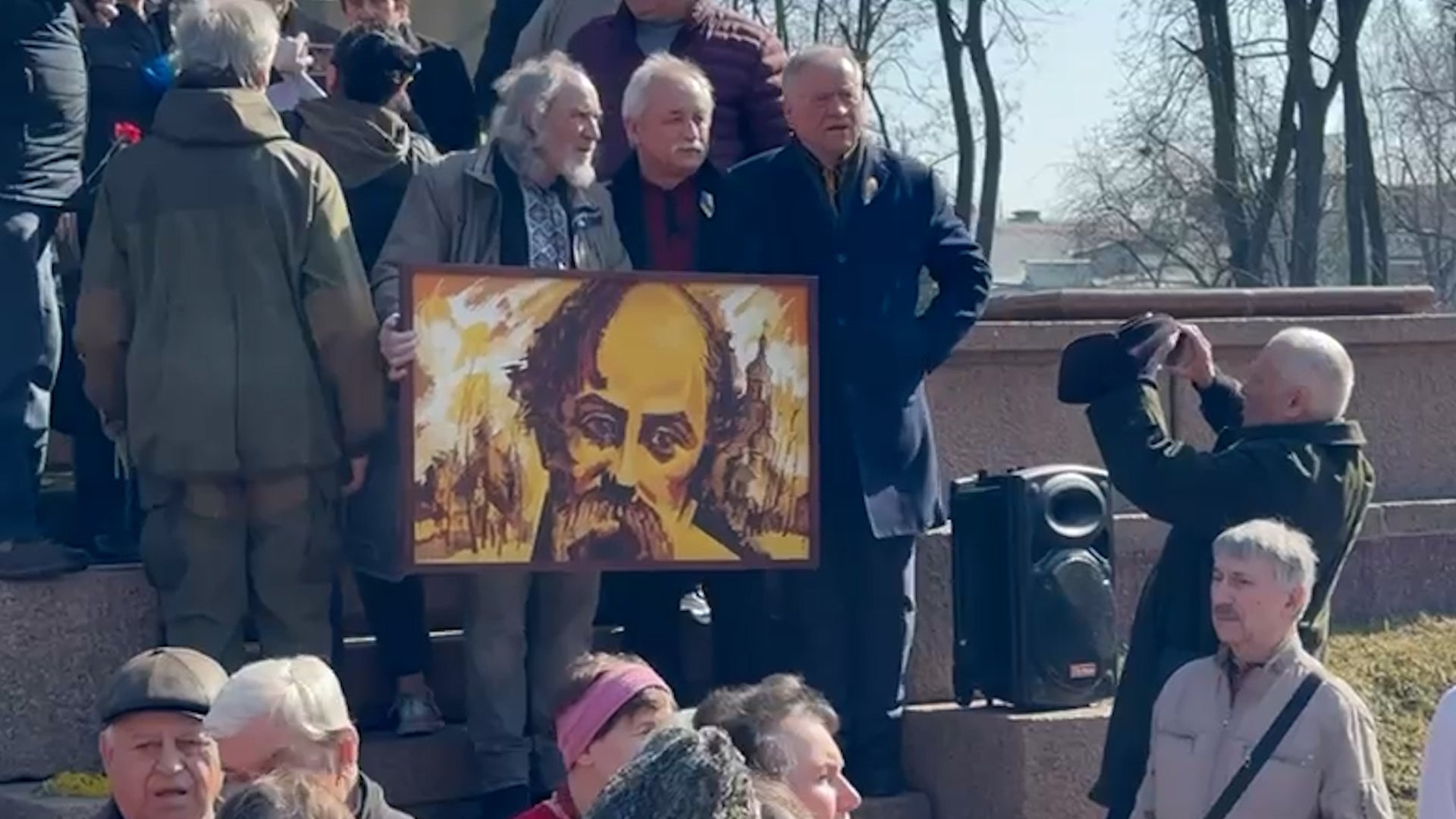 Crowds also gathered to protest in Kyiv on Sunday