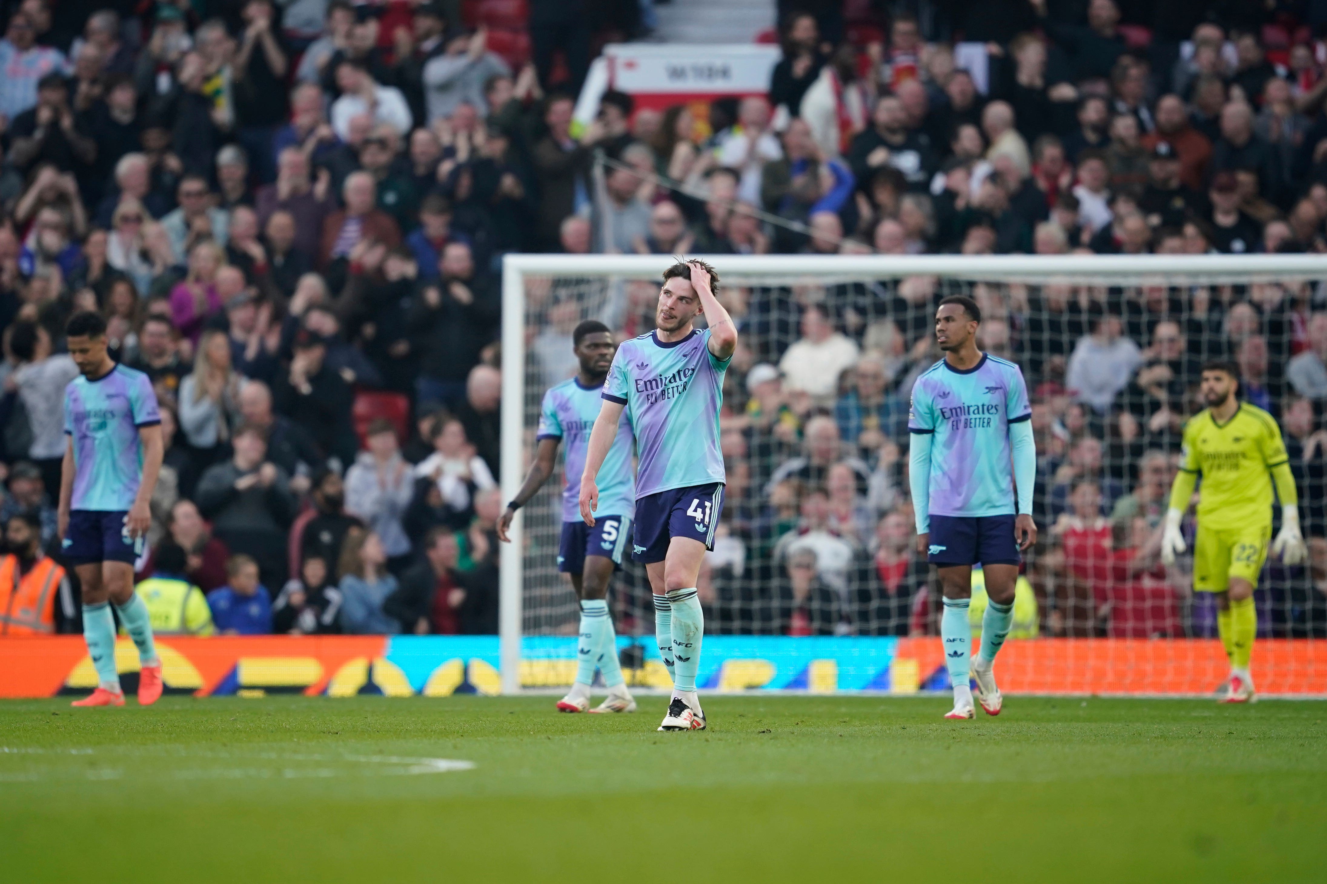 L'equalizzatore di Declan Rice non è riuscito a fermare il titolo dell'Arsenal che le sperano di subire un colpo potenzialmente fatale (Dave Thompson/AP)