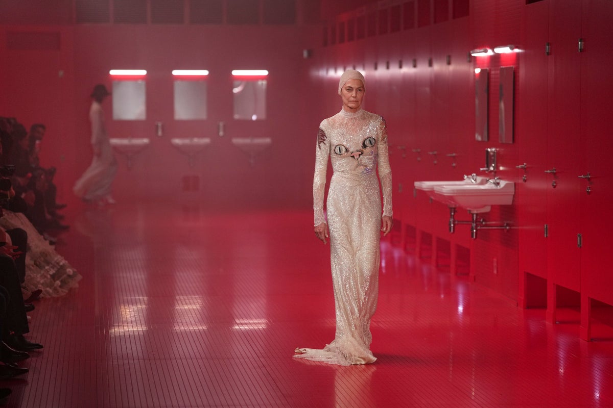 Valentinos Michele upends high fashion by setting Paris show inside staged public toilets