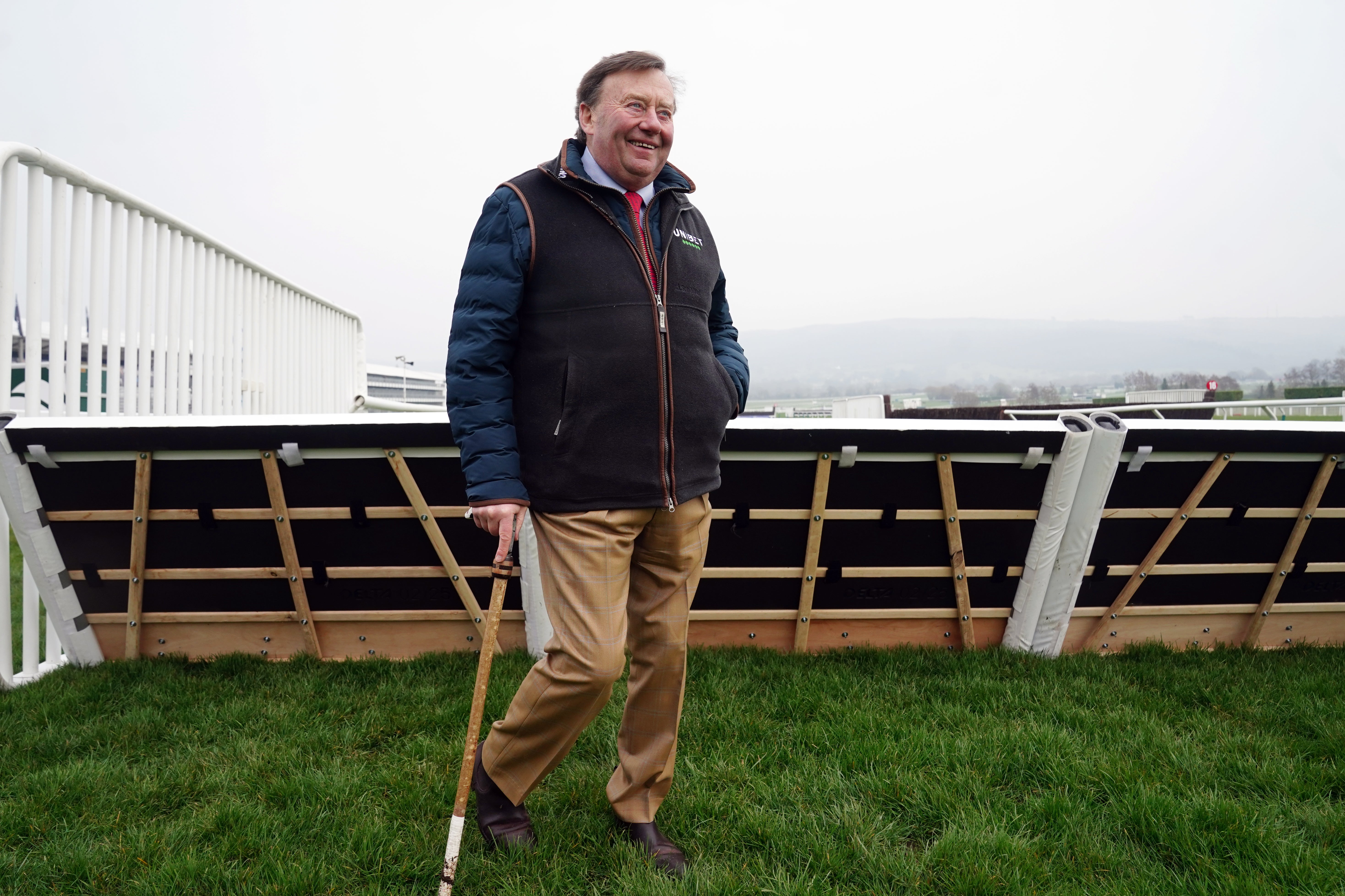 Nicky Henderson walks the course at Cheltenham Racecourse