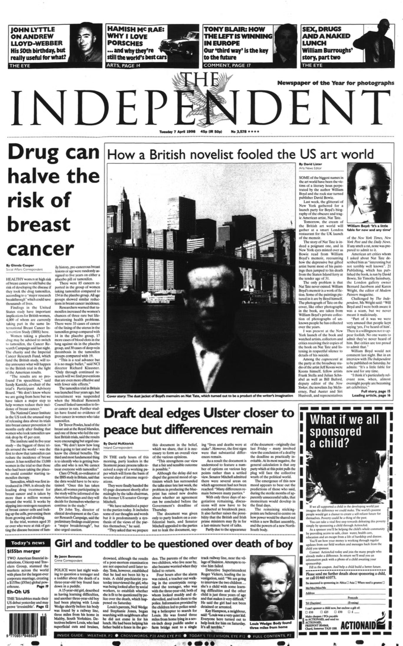 David Lister’s scoop made the front page of The Independent in April 1998