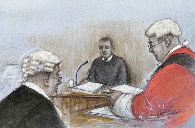 <p>A court sketch of John Hunt giving his victim impact statement</p>