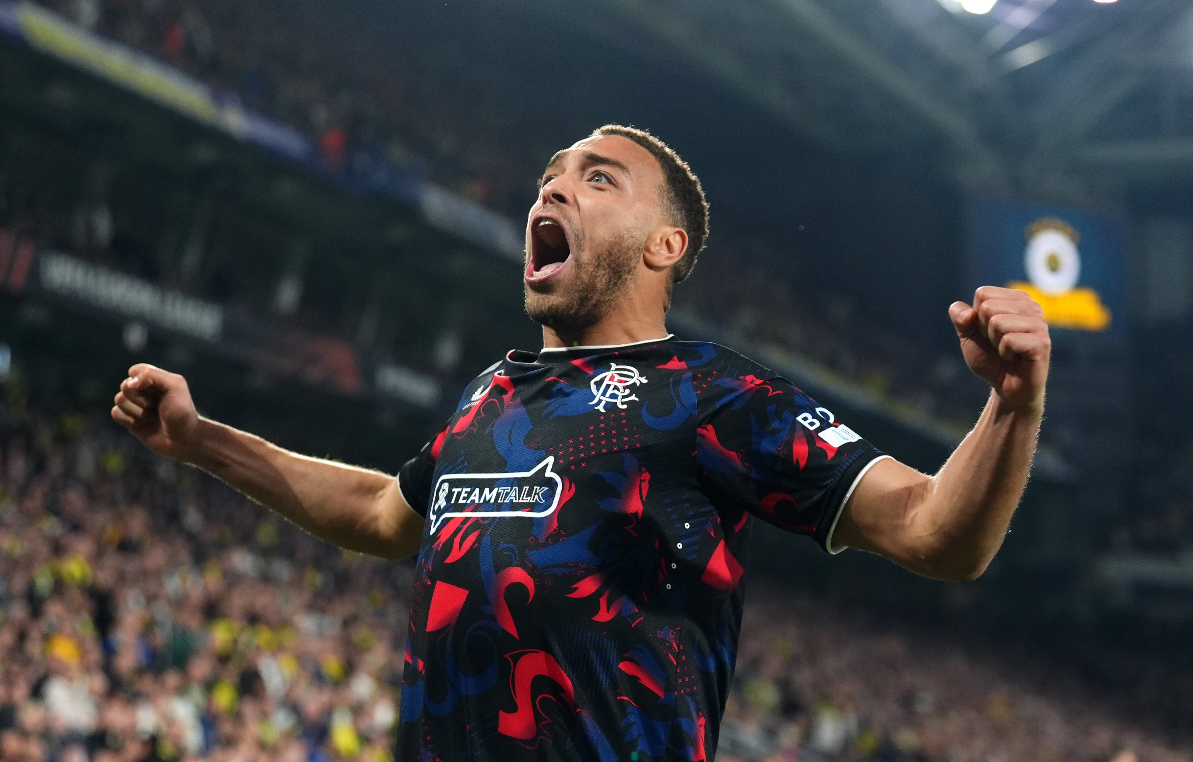 <p>Rangers' Cyriel Dessers opened the scoring in their 3-1 victory over Fenerbahce in the first leg</p>