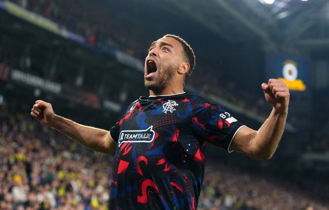 <p>Rangers' Cyriel Dessers opened the scoring in their 3-1 victory over Fenerbahce in the first leg</p>