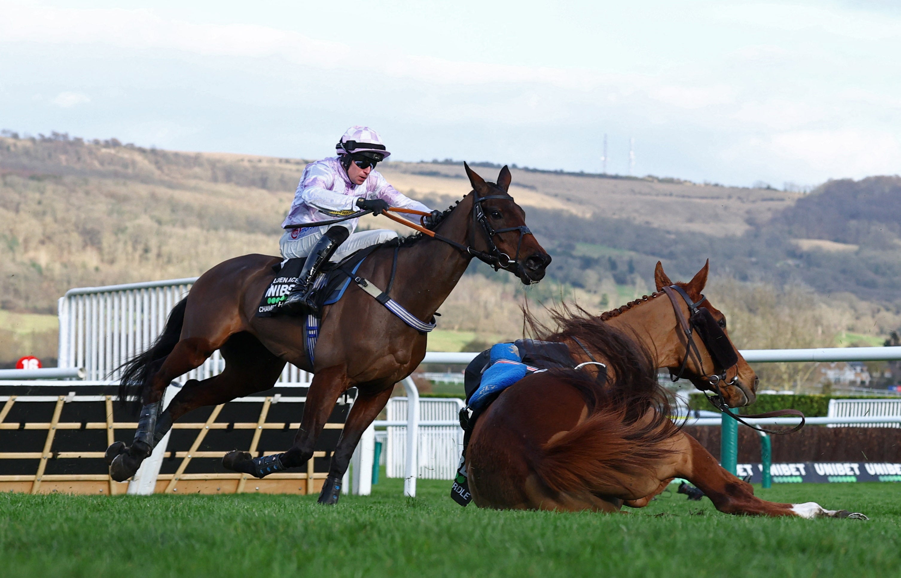 Lorcan Williams in sella a Golden Ace passa il cavallo caduto di stato cavalcato da Paul Townend