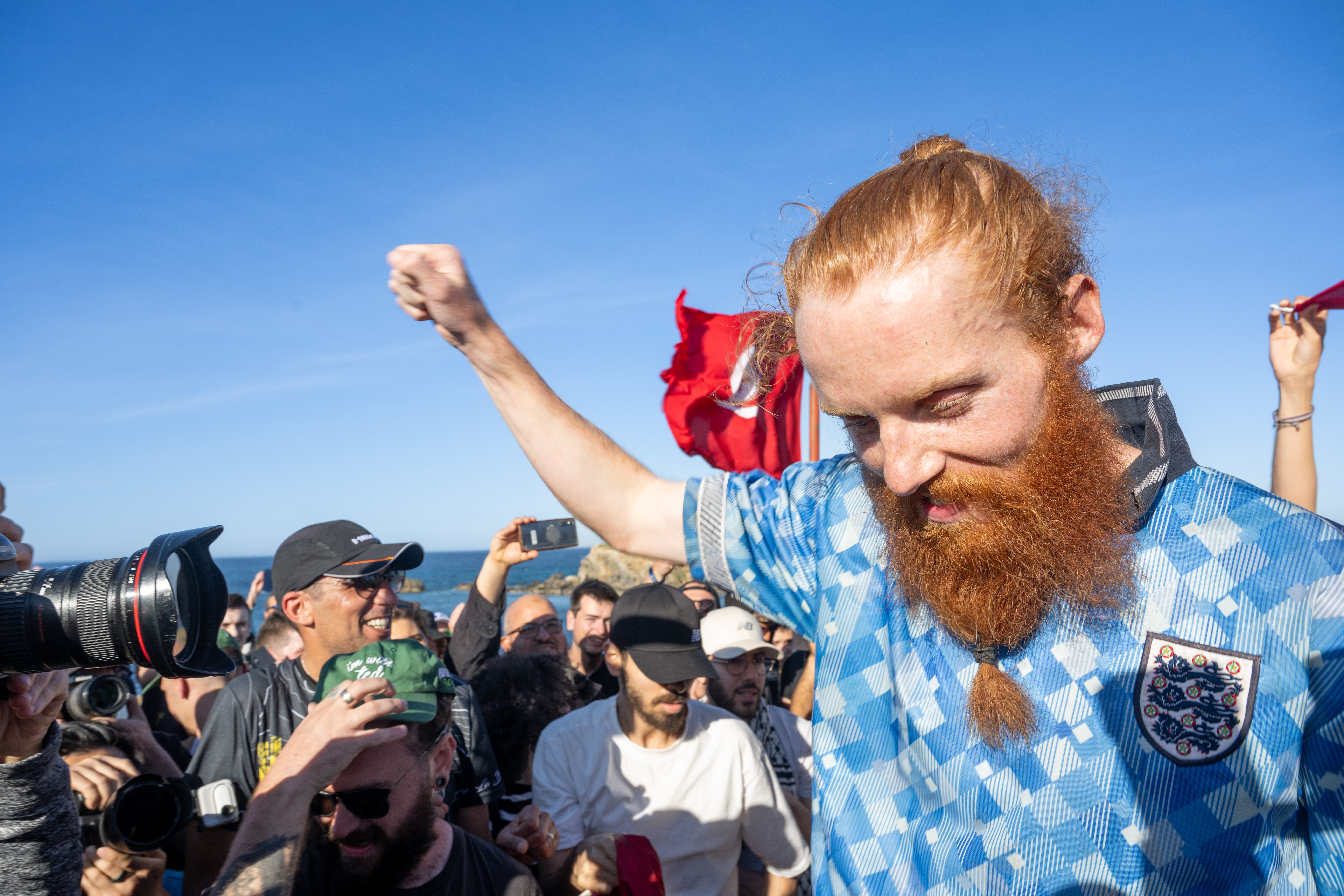 Cook pictured arriving at Ras Angela, Tunisia's most northerly point, after becoming the first person to run the full length of Africa