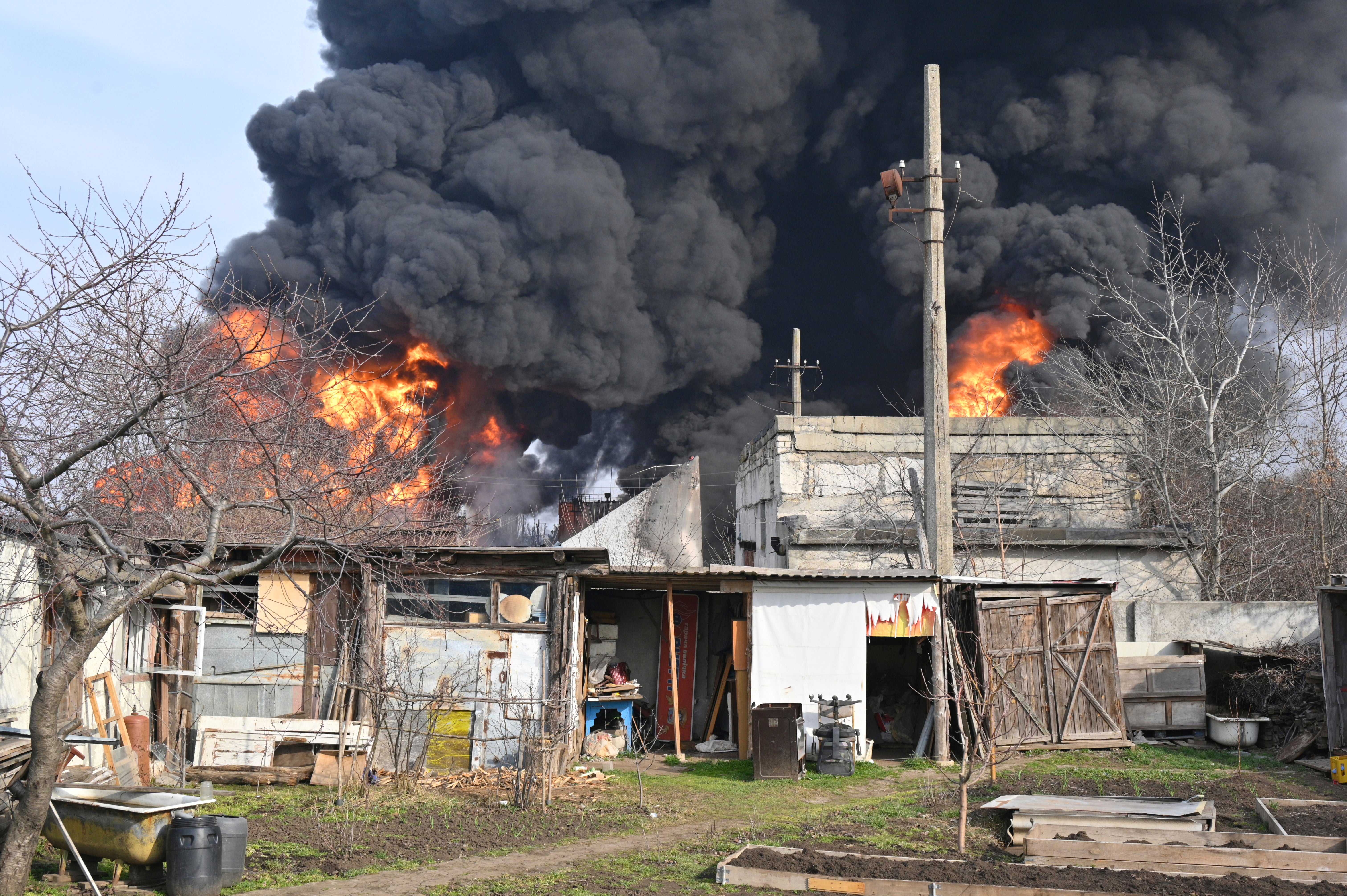 The aftermath of a Russian drone attack near Odesa, Ukraine