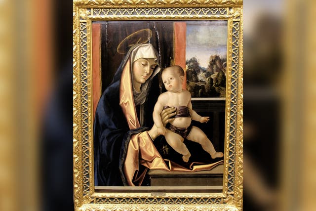 <p>The 16th-century painting “Madonna and Child” by Italian painter Antonio Solari </p>